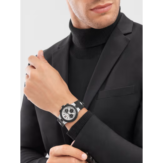 Aluminium Chronograph – White Dial & Black Rubber