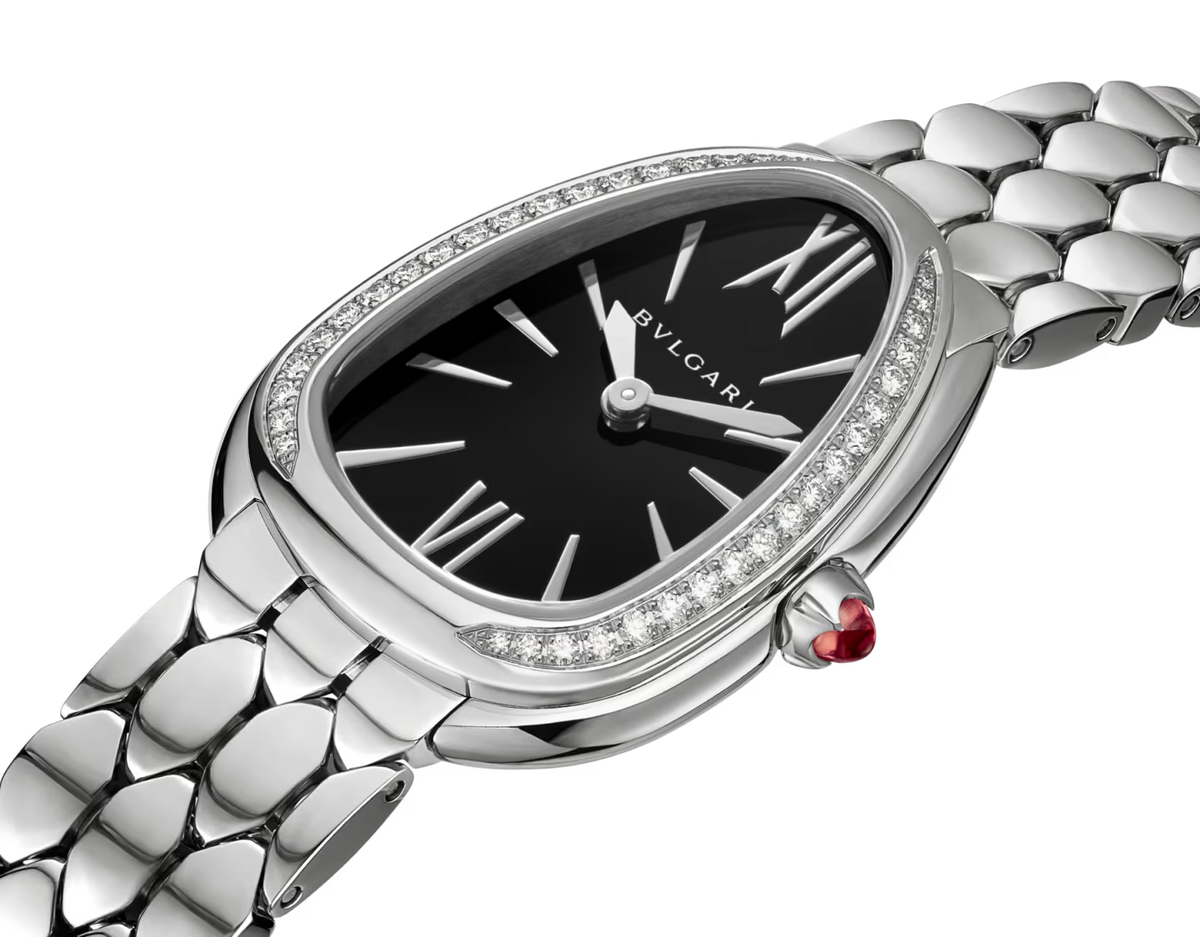 Serpenti Seduttori Watch – Black Dial & Diamond Silver