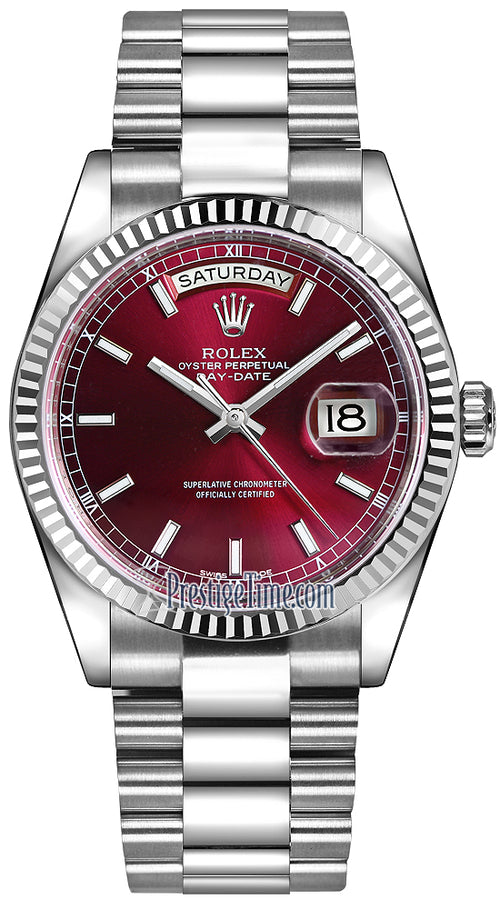 Day-Date Midsize – Cherry Red Dial & White Gold