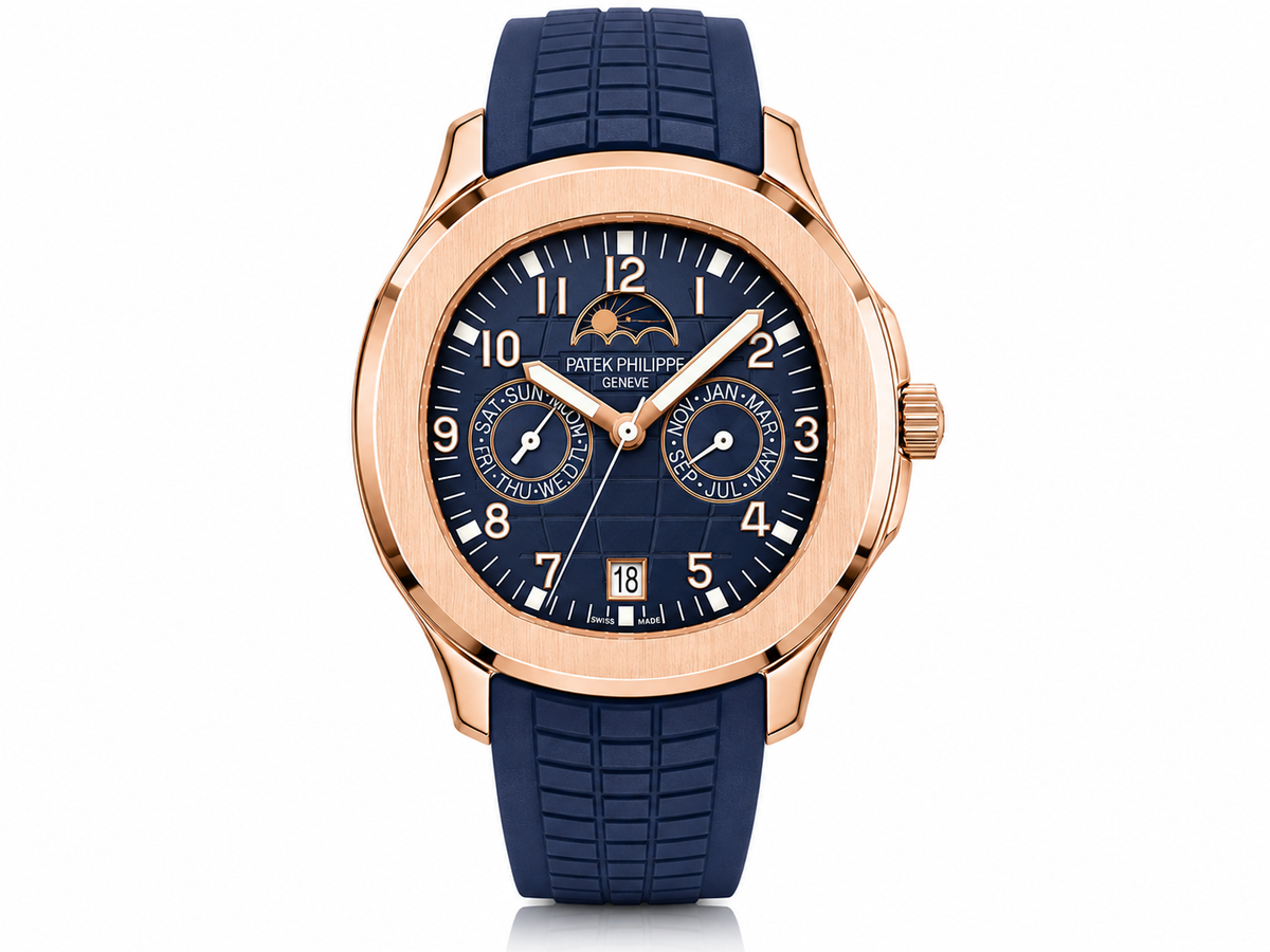 PP Aquanaut – Rose Gold & Navy Blue Perpetual Calendar