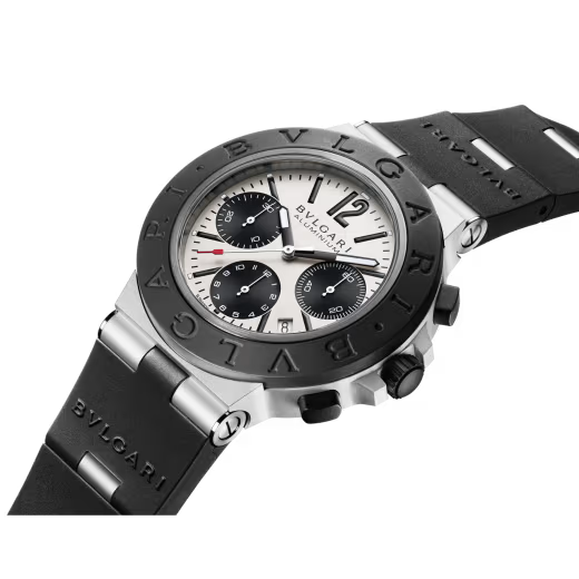 Aluminium Chronograph – White Dial & Black Rubber