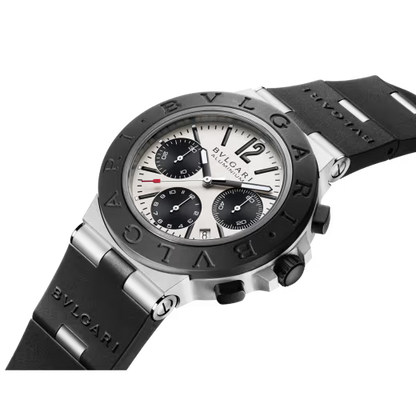 Aluminium Chronograph – White Dial & Black Rubber