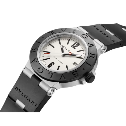 Aluminium Watch – White Dial & Black Rubber