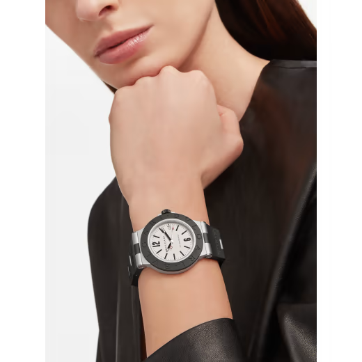 Aluminium Watch – White Dial & Black Rubber