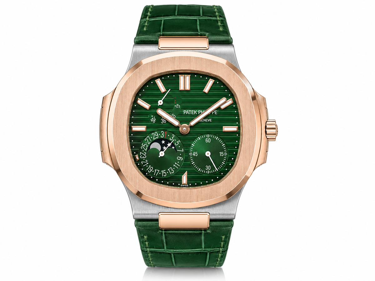 PP Nautilus – Rose Gold & Emerald Green Moonphase Chronograph
