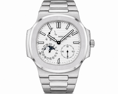 PP Nautilus – Stainless Steel & White Moonphase Chronograph