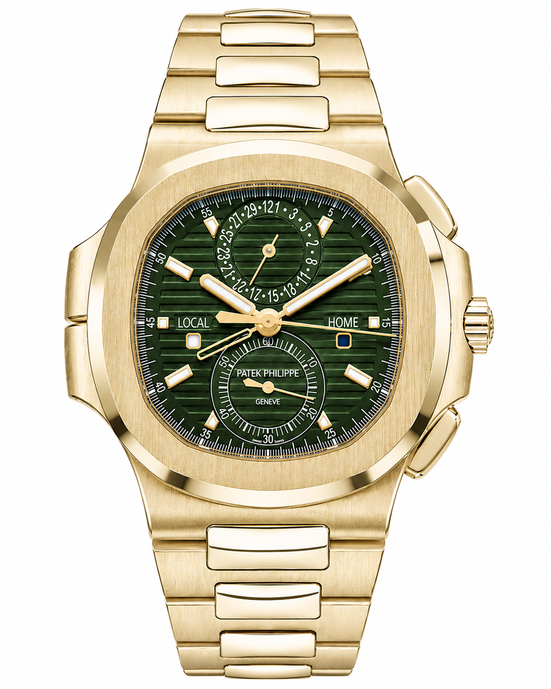 PP Nautilus – Yellow Gold & Green Dial Chronograph