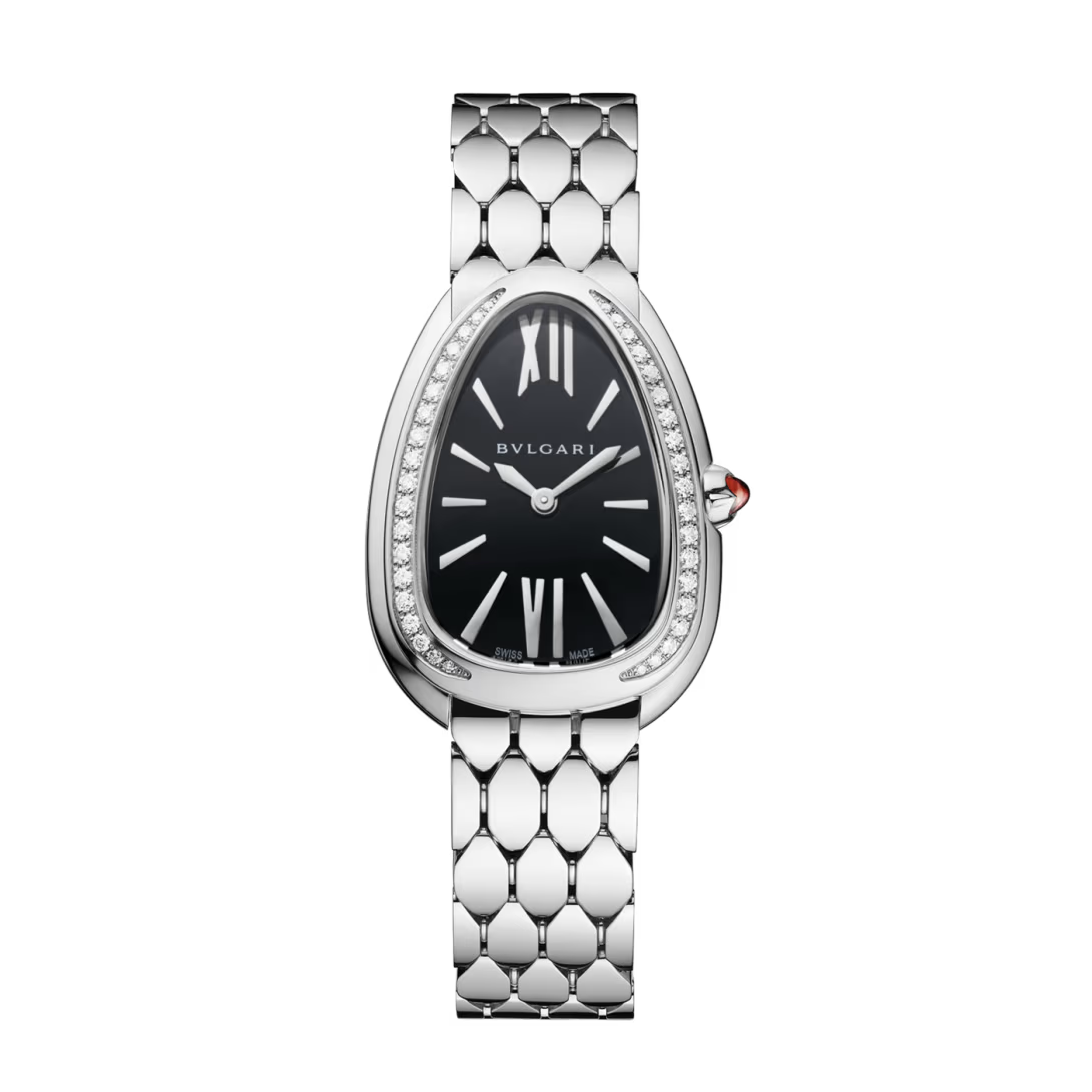 Serpenti Seduttori Watch – Black Dial & Diamond Silver