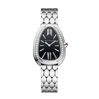 Serpenti Seduttori Watch – Black Dial & Diamond Silver