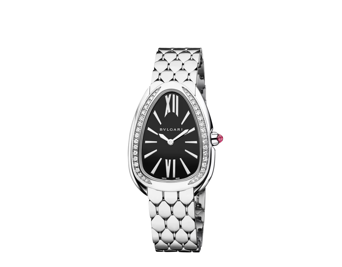 Serpenti Seduttori Watch – Black Dial & Diamond Silver