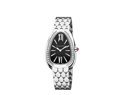 Serpenti Seduttori Watch – Black Dial & Diamond Silver