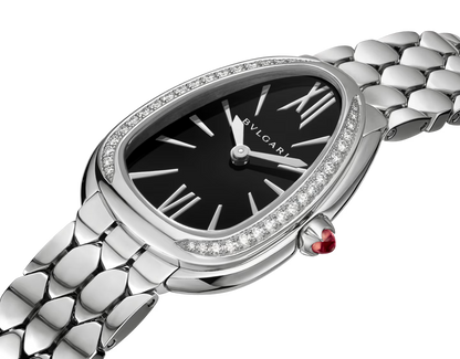 Serpenti Seduttori Watch – Black Dial & Diamond Silver
