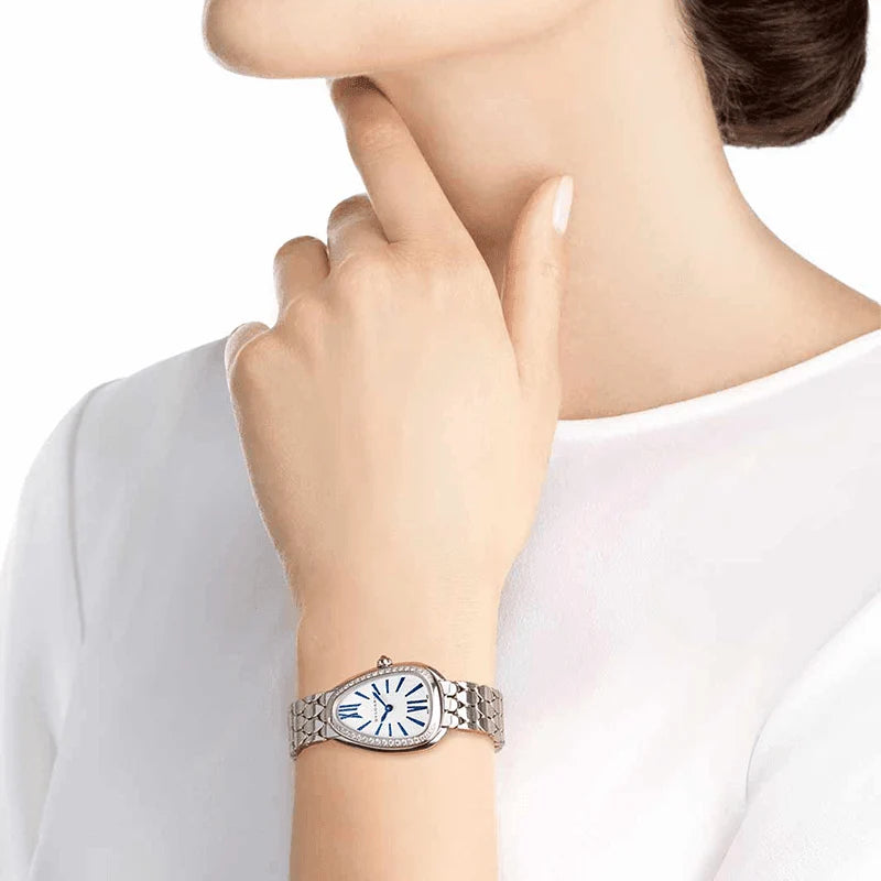 Serpenti Seduttori Watch – White Dial & Diamond Silver