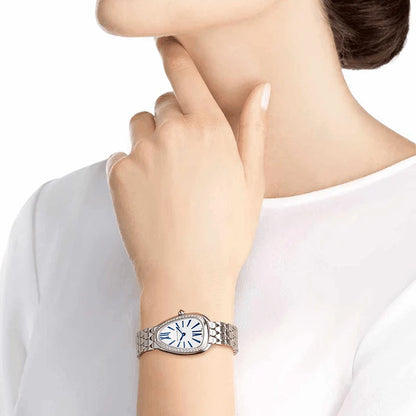 Serpenti Seduttori Watch – White Dial & Diamond Silver