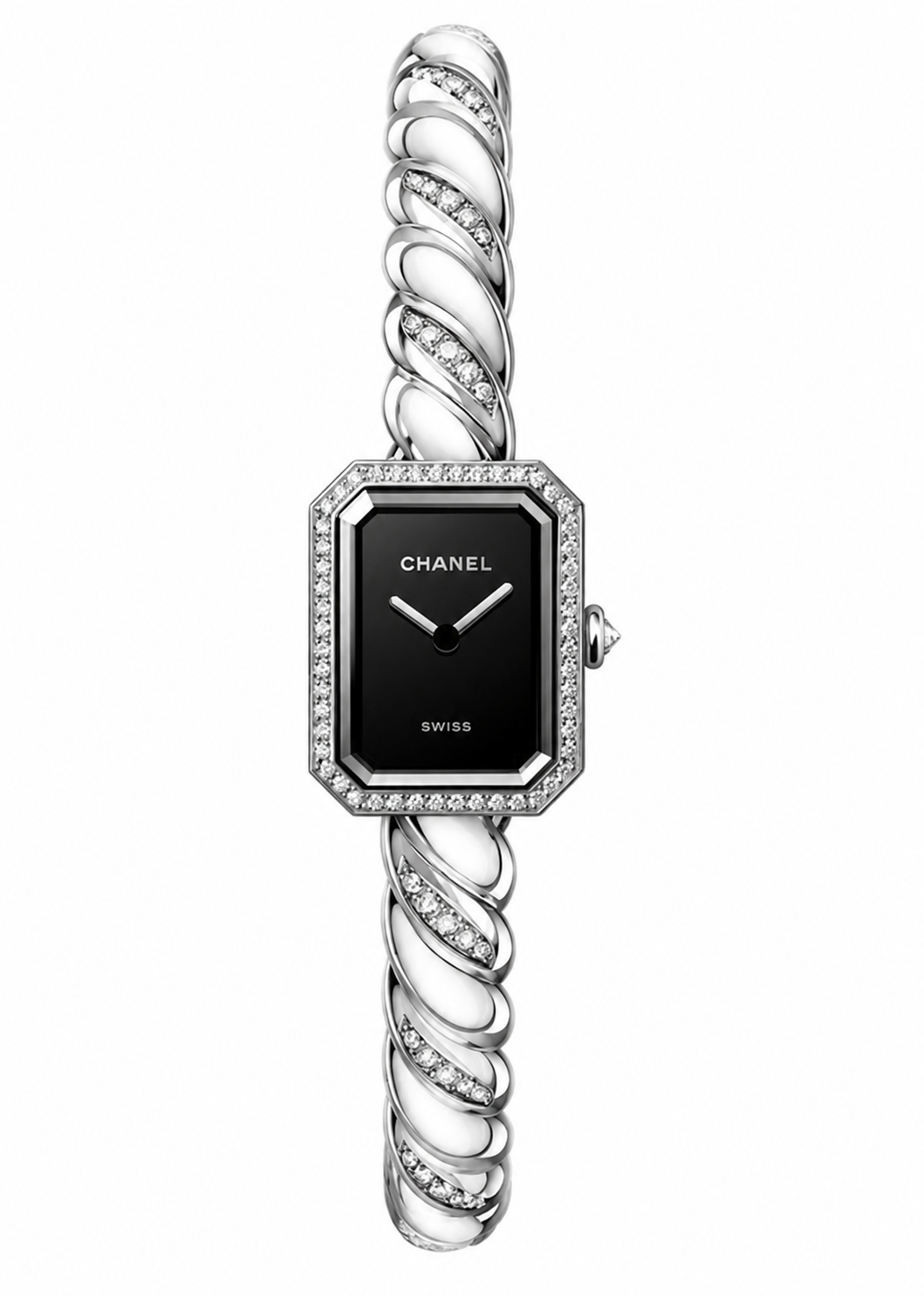 Première Galon Watch – Silver & Diamond Black Dial