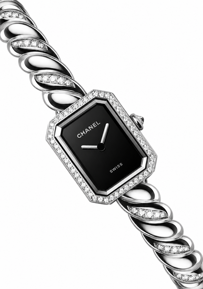 Première Galon Watch – Silver & Diamond Black Dial