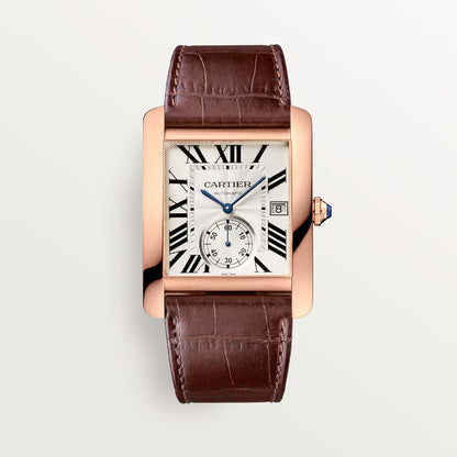 Tank MC – Rose Gold, Silver Dial & Brown Leather