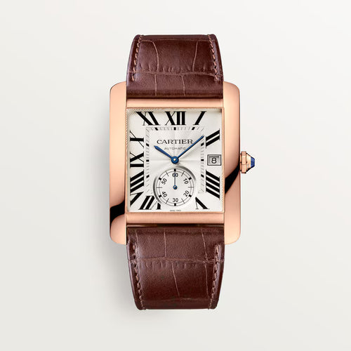 Tank MC – Rose Gold, Silver Dial & Brown Leather