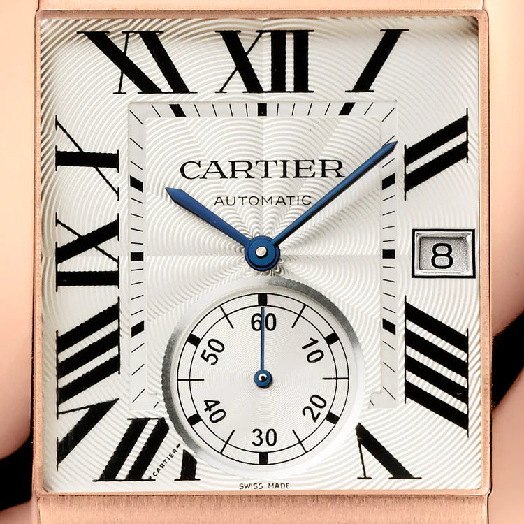 Tank MC – Rose Gold, Silver Dial & Brown Leather