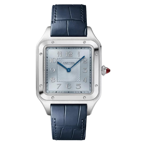 Santos-Dumont – Silver Dial & Navy Blue Leather