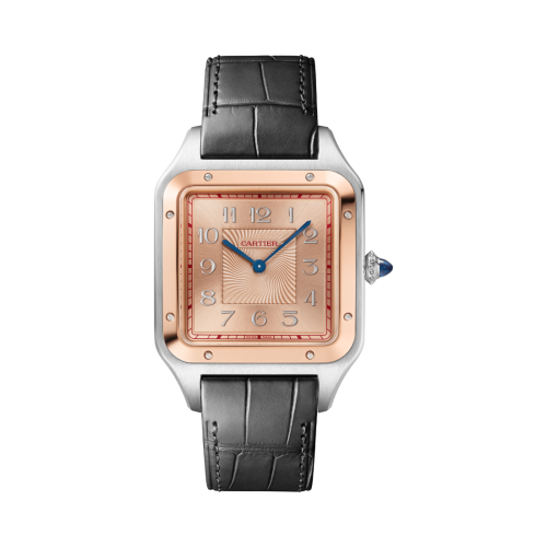 Santos-Dumont – Two-Tone Rose Gold, Salmon Dial & Black Leather