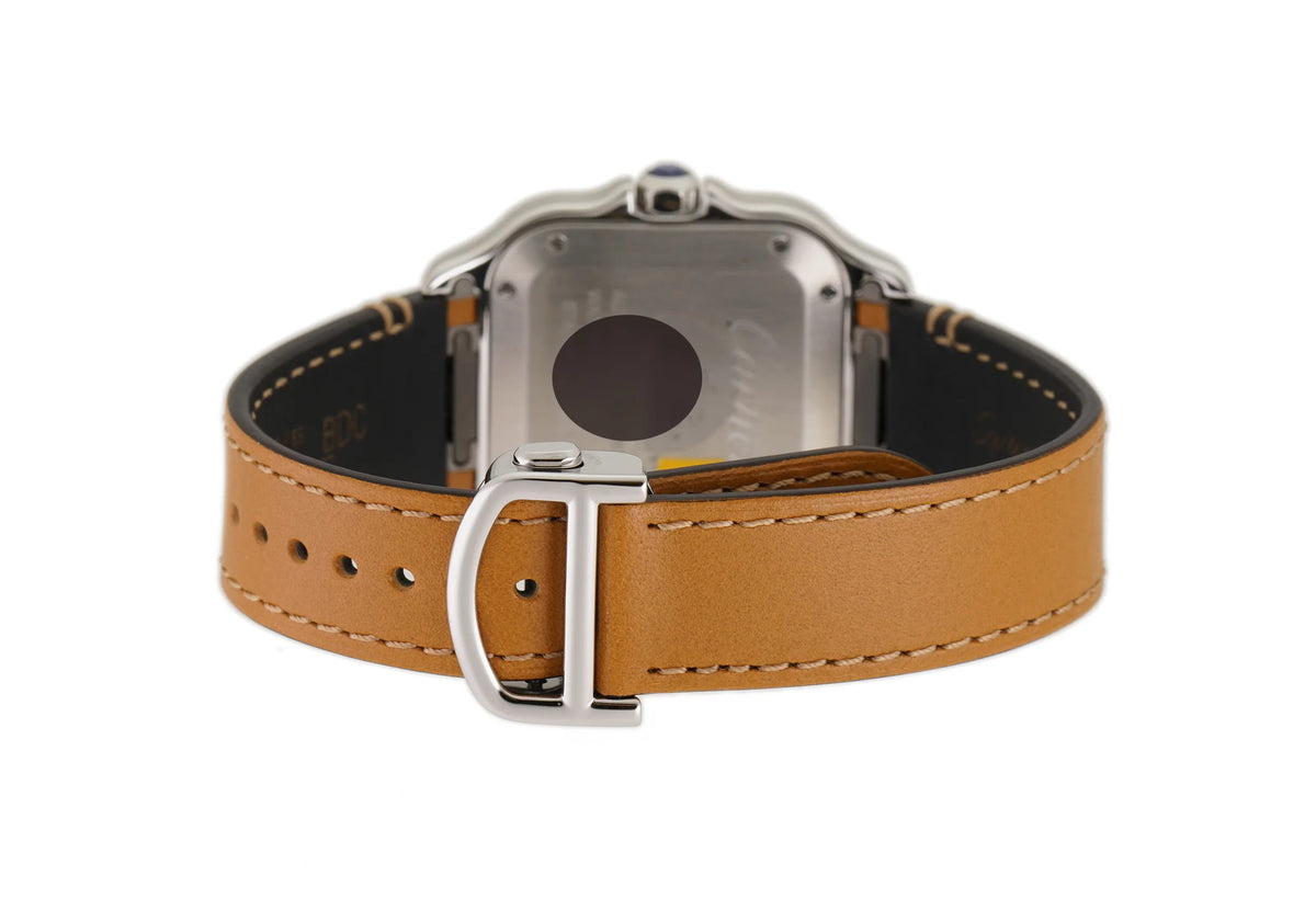 Santos Medium 35mm – Steel & Brown Leather