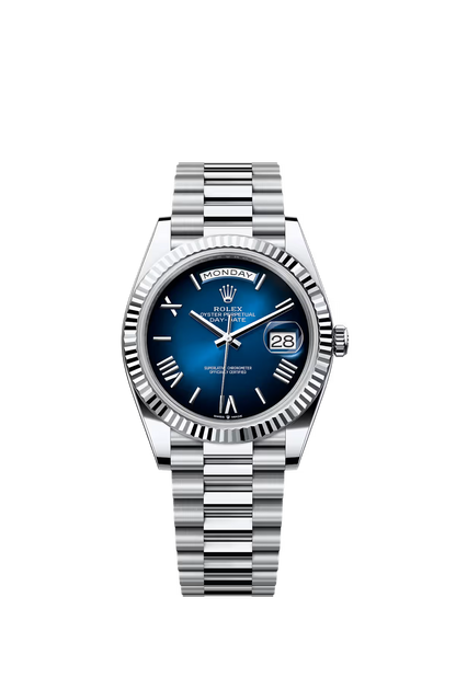 Day-Date 40 – Blue Roman Dial & Fluted Bezel