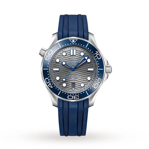 Seamaster Diver 300M – Grey Wave Dial & Blue Rubber Strap