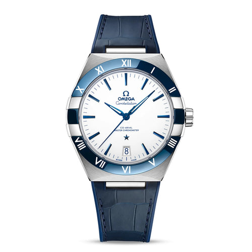 Constellation – White Dial, Blue Bezel & Leather Strap