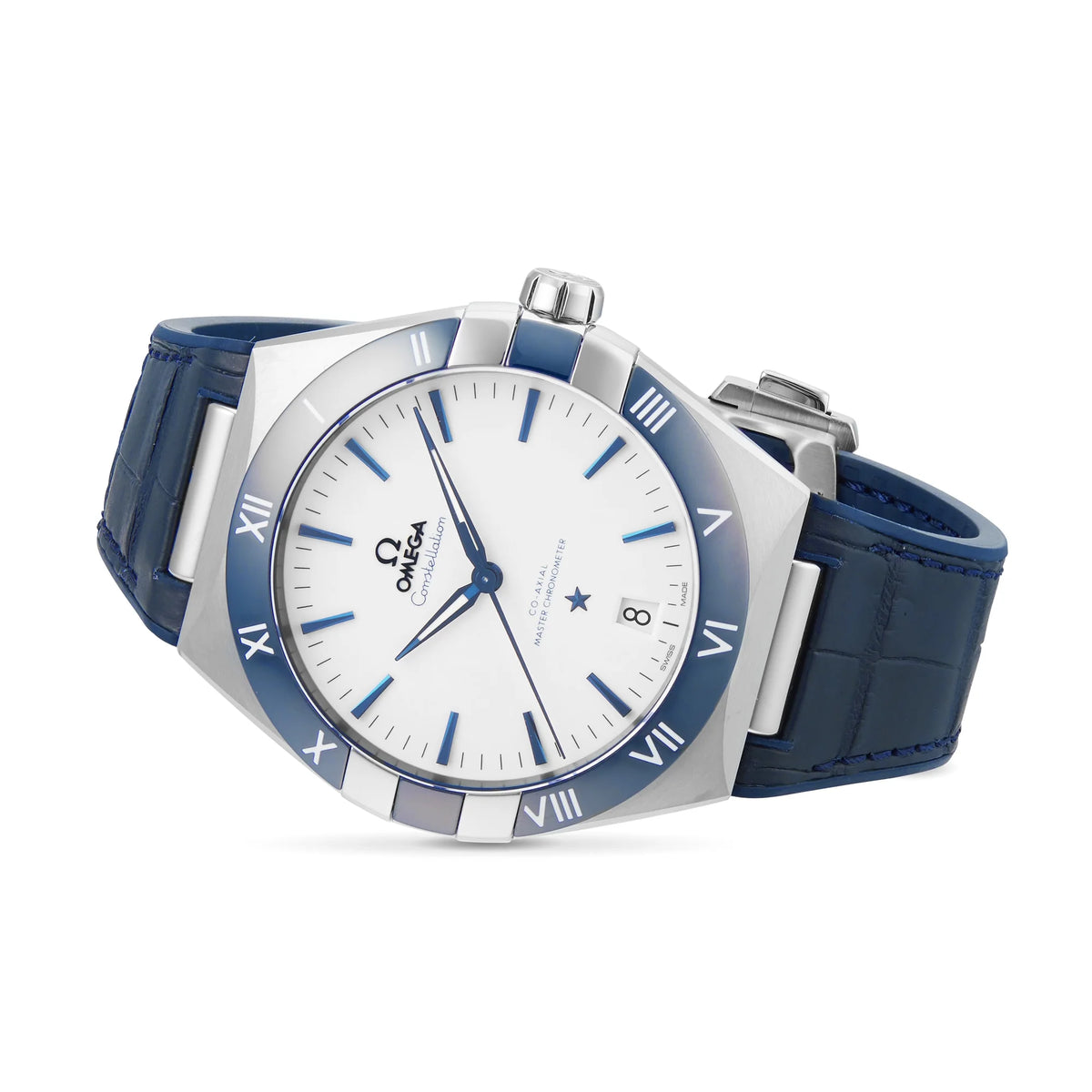 Constellation – White Dial, Blue Bezel & Leather Strap