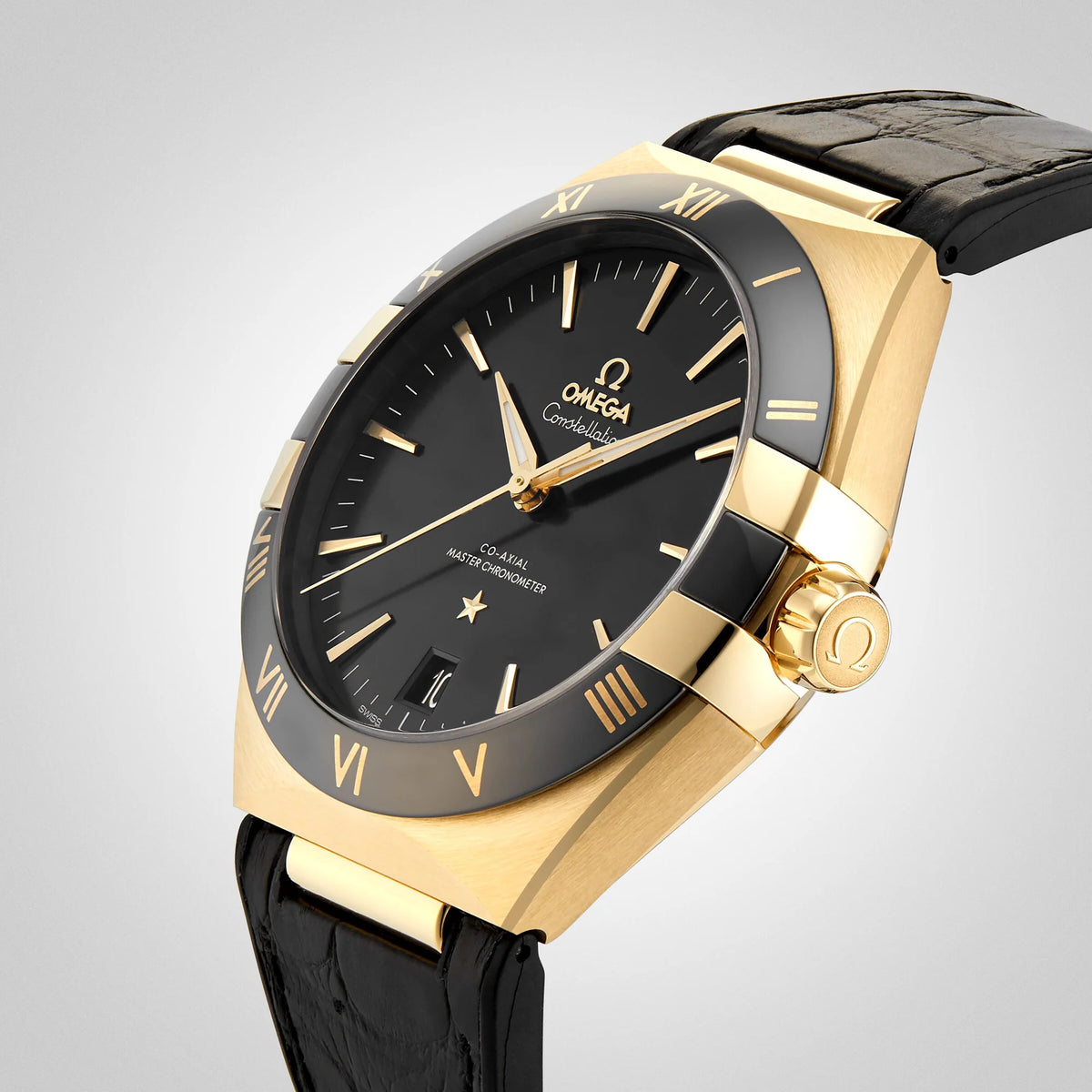 Constellation – Black Dial, Yellow Gold & Black Leather Strap