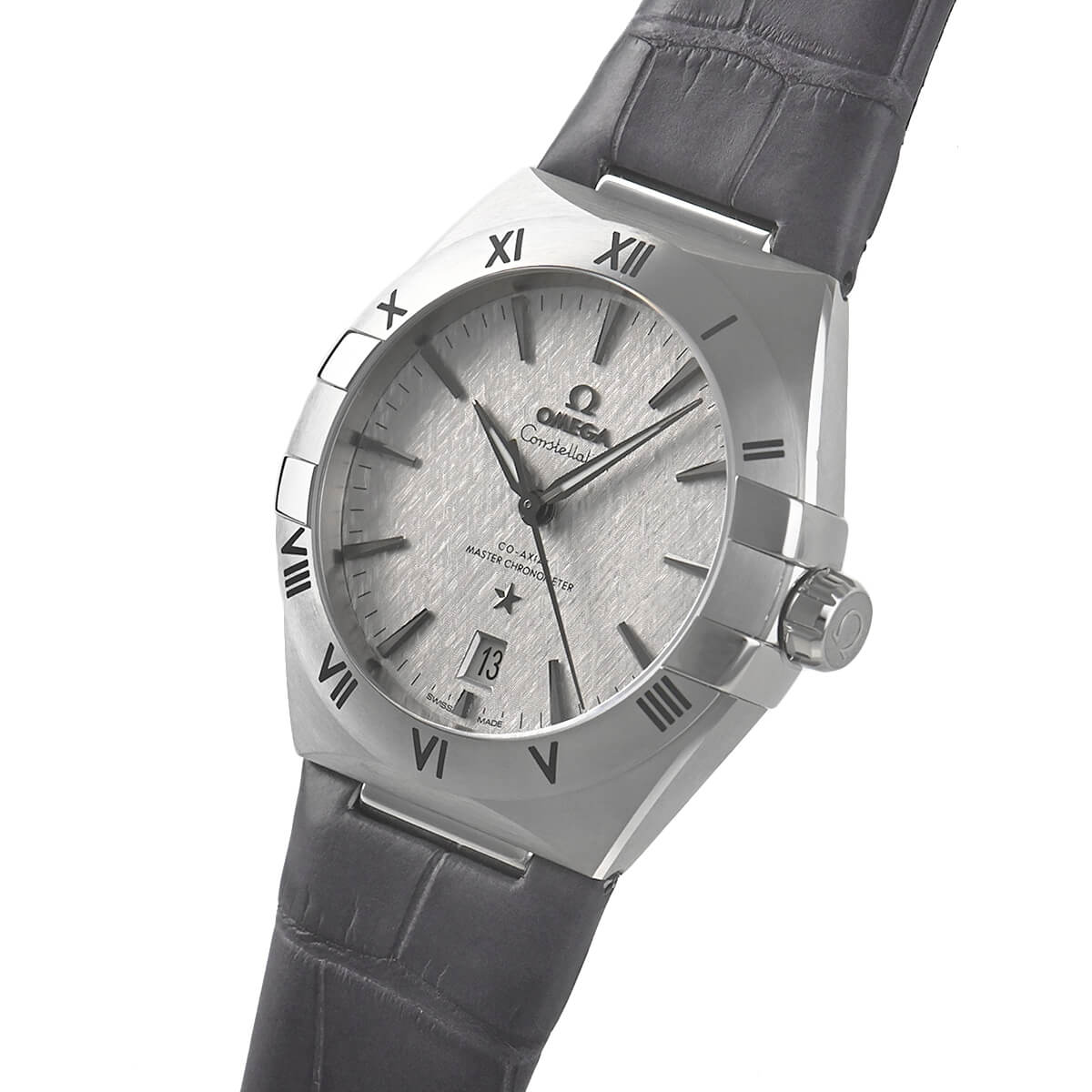 Constellation – Silver Textured Dial & Grey Leather Strap