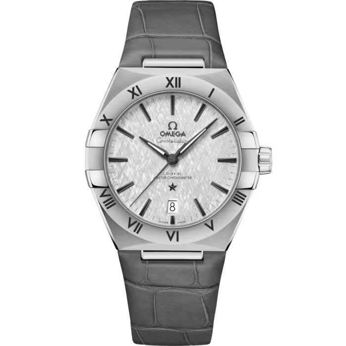 Constellation – Silver Textured Dial & Grey Leather Strap