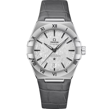 Constellation – Silver Textured Dial & Grey Leather Strap