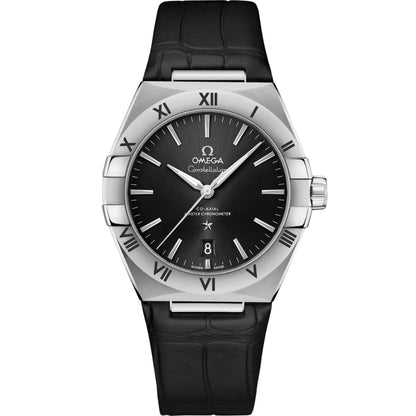Constellation – Black Dial, Silver Bezel & Black Leather Strap