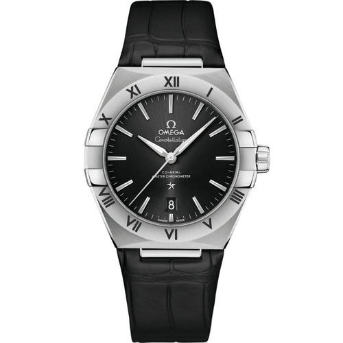 Constellation – Black Dial, Silver Bezel & Black Leather Strap