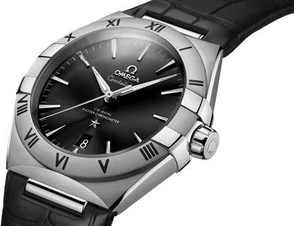 Constellation – Black Dial, Silver Bezel & Black Leather Strap