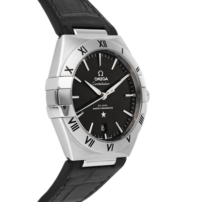 Constellation – Black Dial, Silver Bezel & Black Leather Strap