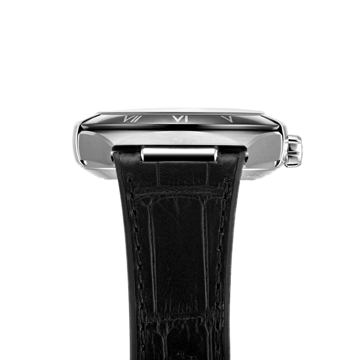 Constellation – Silver Textured Dial, Black Bezel & Leather Strap