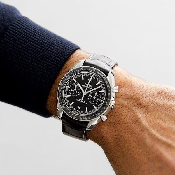 Speedmaster Racing – Black Dial & Black Leather Strap