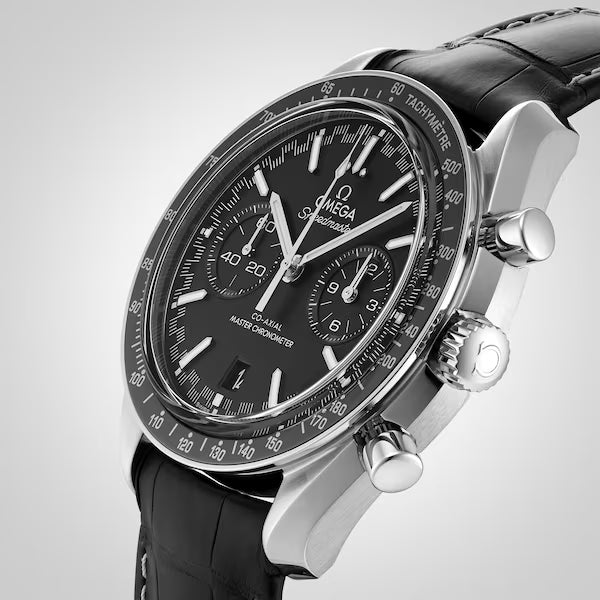 Speedmaster Racing – Black Dial & Black Leather Strap