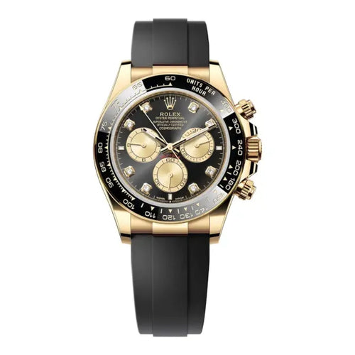 Cosmograph Daytona – Yellow Gold, Black Diamond Dial & Oysterflex