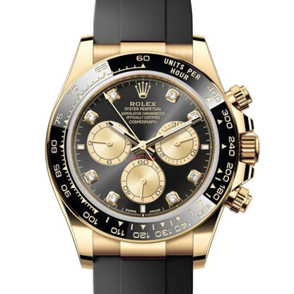 Cosmograph Daytona – Yellow Gold, Black Diamond Dial & Oysterflex