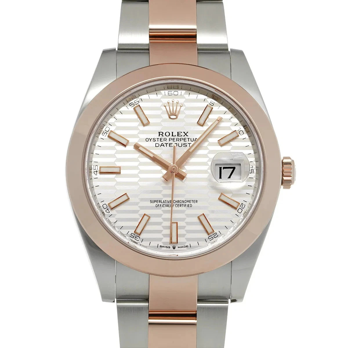 Datejust 41 – Rose Gold & Steel White Geometric Dial