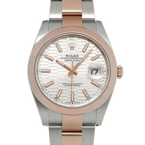 Datejust 41 – Rose Gold & Steel White Geometric Dial
