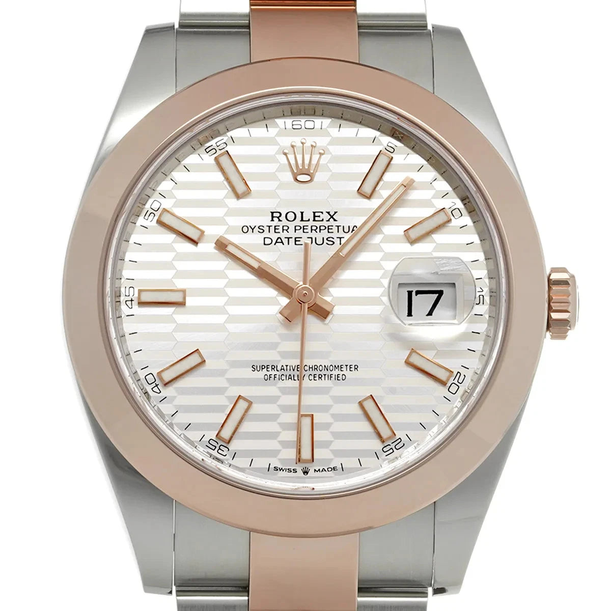Datejust 41 – Rose Gold & Steel White Geometric Dial